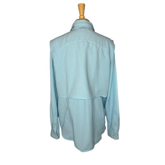 Vintage ExOfficio Women Blue Camp Shirt XL 16/18 Vented Pockets Roll Tab Button - Picture 3 of 10